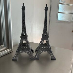 Elegant Silver Eiffel Tower Bookends